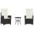 Set bistro cu perne, 3 piese, negru, poliratan GartenMobel Dekor