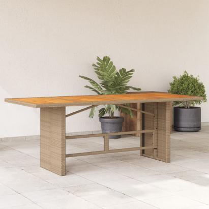 Masă de grădină, blat din lemn acacia, 190x80x74 cm, poliratan GartenMobel Dekor