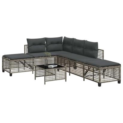 Set mobilier colțar de grădină cu perne 3 piese gri poliratan GartenMobel Dekor