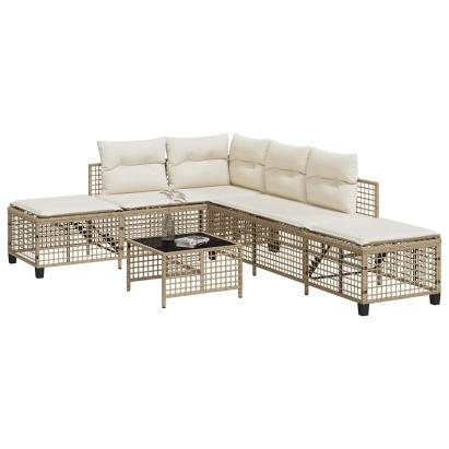 Set mobilier colțar de grădină cu perne 3 piese bej poliratan GartenMobel Dekor