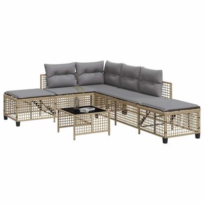 Set mobilier colțar de grădină cu perne 3 piese bej poliratan GartenMobel Dekor