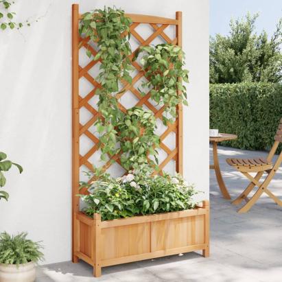Jardinieră cu spalier, maro, lemn masiv de brad GartenMobel Dekor