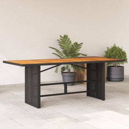 Masă grădină, blat din lemn acacia negru 190x80x75 cm poliratan GartenMobel Dekor