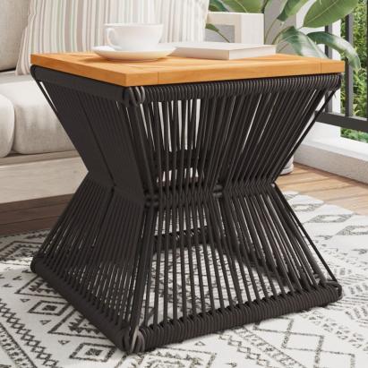 Măsuță cafea bază din sârmă negru 38x38x38 cm lemn masiv acacia GartenMobel Dekor