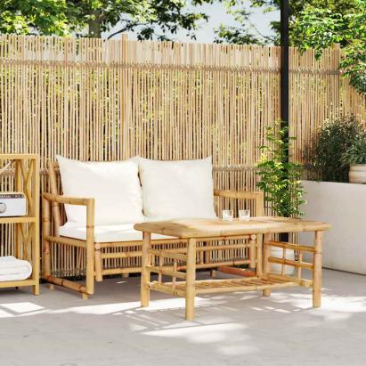 Set canapele de grădină 2 piese cu perne din bambus GartenMobel Dekor