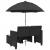Canapea de grădină cu 2 locuri/umbrelă/taburete negru poliratan GartenMobel Dekor