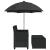 Canapea de grădină cu 2 locuri/umbrelă/taburete negru poliratan GartenMobel Dekor