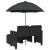 Canapea de grădină cu 2 locuri/umbrelă/taburete negru poliratan GartenMobel Dekor