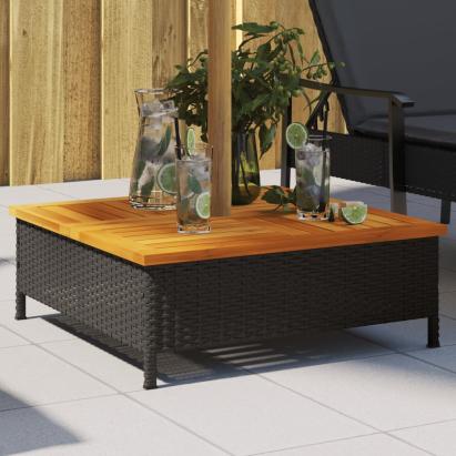 Mască suport umbrelă de soare negru 70x70x25cm poliratan/acacia GartenMobel Dekor