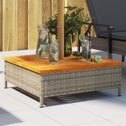 Mască suport umbrelă de soare, gri 70x70x25 cm poliratan/acacia GartenMobel Dekor