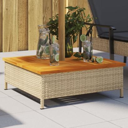 Mască suport umbrelă de soare, bej 70x70x25 cm poliratan/acacia GartenMobel Dekor