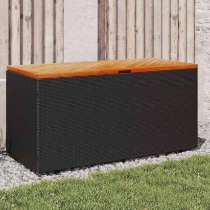 Ladă depozitare grădină negru 110x50x54cm lemn acacia/poliratan GartenMobel Dekor