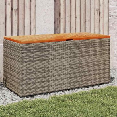 Ladă depozitare grădină gri 110x50x54 cm lemn acacia poliratan GartenMobel Dekor