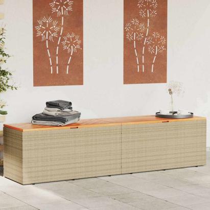 Cutie depozitare grădină bej 220x50x54 cm lemn acacia poliratan GartenMobel Dekor