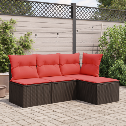 Scaun de grădină cu pernă, maro, 55x55x37 cm, poliratan GartenMobel Dekor