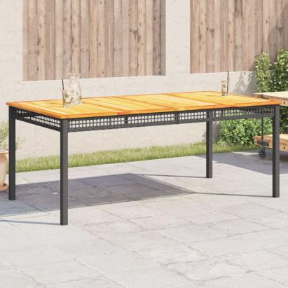 Masă de grădină, negru, 180x90x75 cm, poliratan și lemn acacia GartenMobel Dekor