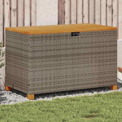 Cutie depozitare grădină gri 110x55x63 cm lemn acacia poliratan GartenMobel Dekor