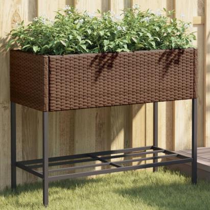 Jardinieră de grădină cu raft, maro, poliratan GartenMobel Dekor
