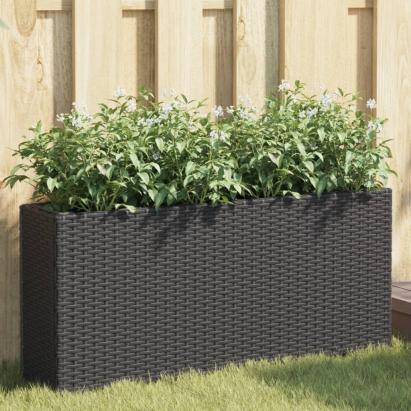 Jardinieră de grădină cu 2 ghivece, negru 90x20x40 cm poliratan GartenMobel Dekor