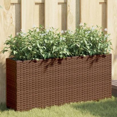 Jardinieră de grădină cu 2 ghivece, maro, 90x20x40 cm poliratan GartenMobel Dekor