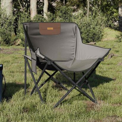 Scaune de camping cu buzunar, pliabile, 2 buc., gri GartenMobel Dekor
