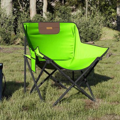 Scaune de camping cu buzunar, pliabile, 2 buc., verde GartenMobel Dekor