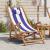 Scaun plajă pliabile albastru/alb lemn masiv eucalipt/țesătură GartenMobel Dekor