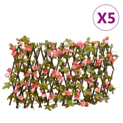  Spalier cu iederă artificială extensibil, 5 buc. roz 180x20 cm GartenMobel Dekor