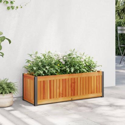 Jardinieră de grădină, 80x30x27,5 cm, lemn masiv acacia/oțel GartenMobel Dekor