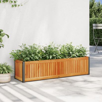 Jardinieră de grădină, 110x30x27,5 cm, lemn masiv acacia/oțel GartenMobel Dekor