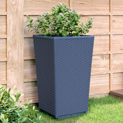 Jardiniere de grădină, 4 buc., albastru gri, 32,5x32,5x57 cm, PP GartenMobel Dekor