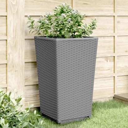 Jardiniere de grădină, 4 buc., gri deschis, 32,5x32,5x57 cm, PP GartenMobel Dekor