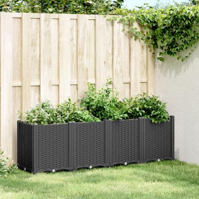 Jardinieră de grădină, negru, 160x40x53 cm, PP GartenMobel Dekor