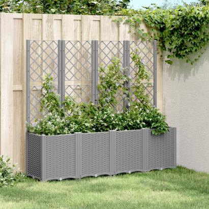 Jardinieră de grădină cu spalier gri deschis 160x40x140 cm PP GartenMobel Dekor