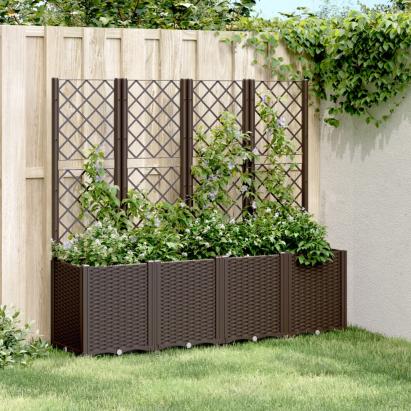 Jardinieră de grădină cu spalier, maro, 160x40x140 cm, PP GartenMobel Dekor