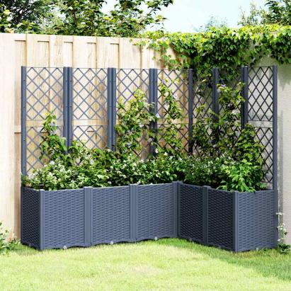 Jardinieră de grădină cu spalier, albastru gri, 160x120x140 cm, PP GartenMobel Dekor