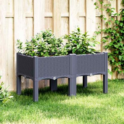 Jardinieră de grădină cu picioare, albastru gri, 80x40x42 cm, PP GartenMobel Dekor