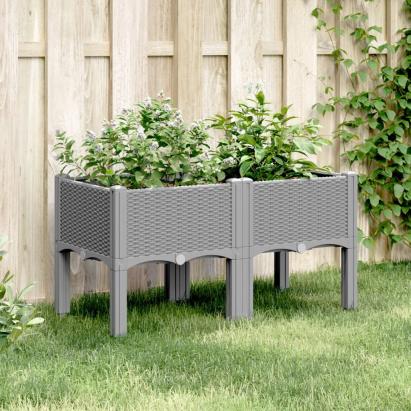 Jardinieră de grădină cu picioare, gri deschis, 80x40x42 cm, PP GartenMobel Dekor
