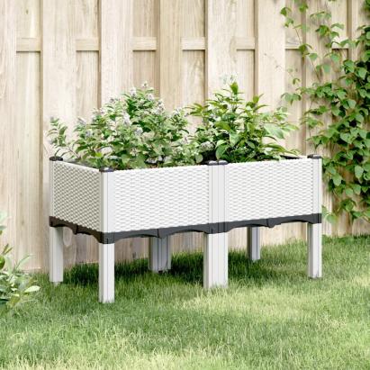 Jardinieră de grădină cu picioare, alb, 80x40x42 cm, PP GartenMobel Dekor