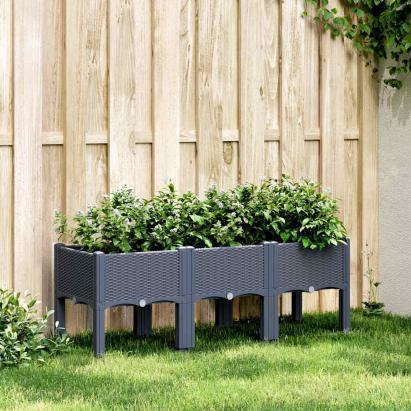 Jardinieră de grădină cu picioare, albastru gri, 120x40x42 cm, PP GartenMobel Dekor