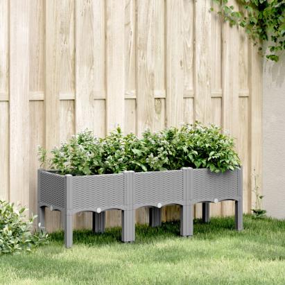Jardinieră de grădină cu picioare, gri deschis, 120x40x42cm, PP GartenMobel Dekor