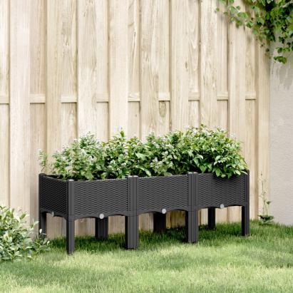 Jardinieră de grădină cu picioare, negru, 120x40x42 cm, PP GartenMobel Dekor