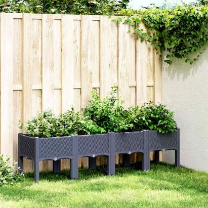 Jardinieră de grădină cu picioare, albastru gri, 160x40x42 cm, PP GartenMobel Dekor