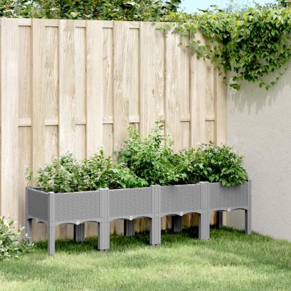 Jardinieră de grădină cu picioare, gri deschis, 160x40x42cm, PP GartenMobel Dekor