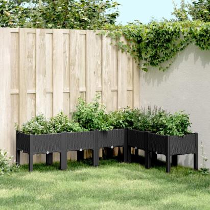 Jardinieră de grădină cu picioare, negru, 160x120x42 cm, PP GartenMobel Dekor