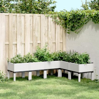 Jardinieră de grădină cu picioare, alb, 160x120x42 cm, PP GartenMobel Dekor