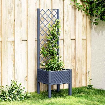 Jardinieră de grădină cu spalier, albastru gri, 40x40x142 cm, PP GartenMobel Dekor
