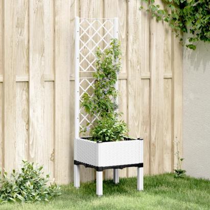 Jardinieră de grădină cu spalier, alb, 40x40x142 cm, PP GartenMobel Dekor