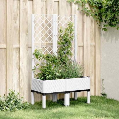 Jardinieră de grădină cu spalier, alb, 80x40x142 cm, PP GartenMobel Dekor