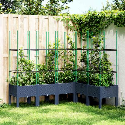 Jardinieră de grădină cu spalier, albastru gri, 160x120x142,5 cm, PP GartenMobel Dekor